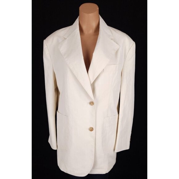 LOW CLASSIC Cotton Blazer Size S Womens Ivory Jacket $450 - Picture 2 of 16